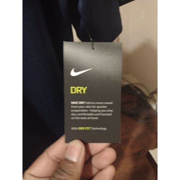 NWT New Nike Dri Fit Short Sleeve Polo Shirt Golf 2XL Navy Blue Polyester - Picture 2 of 13